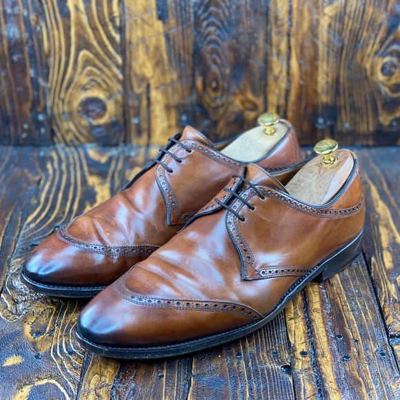 Bontoni Bespoke Men\'s Walnut Leather Derby Dress Shoe Size 13 Wide Made in Italy main image 6